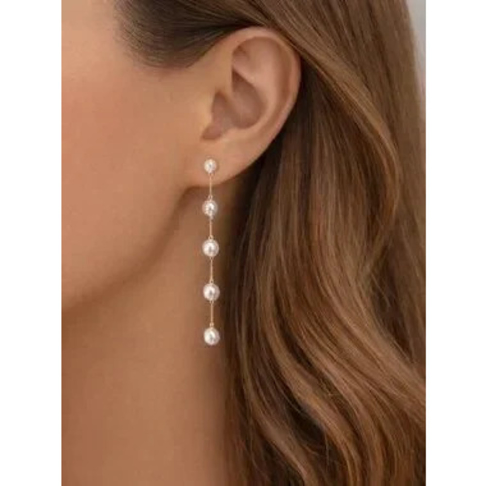 Ava Pearl long drop earrings